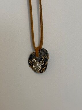 Coastal Rhinestone Mickey Oyster Shell Necklace - Limited Edition Gray /Gold